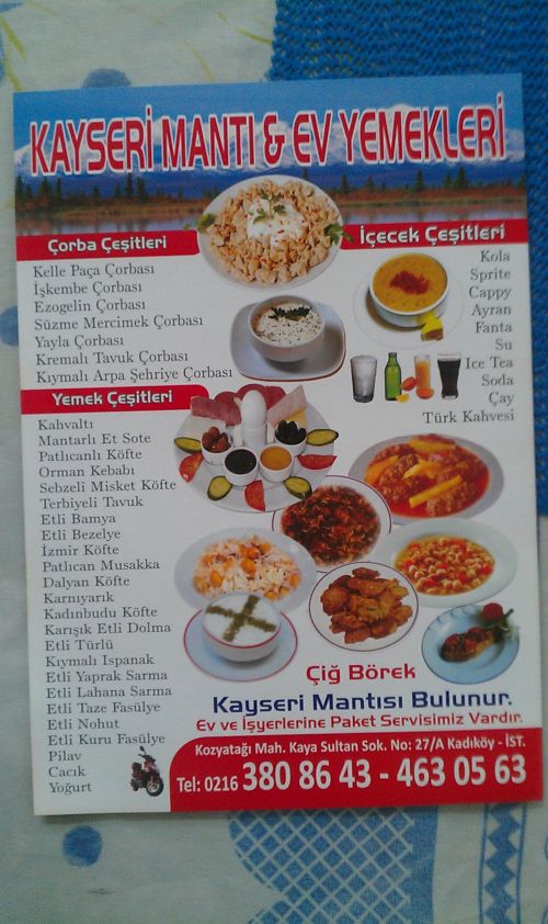 Kayseri mantı ev yemekleri, kozyatağı ev yemekleri, kozyatağı mantı